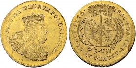 DEUTSCHLAND
Münzen kursächsisch-polnischen Gepräges. Friedrich II. 1740-1786. Mittelaugust d'or (5 Taler) 1756 (geprägt 1758/59), unbestimmte Münzstä...