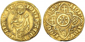 DEUTSCHLAND
Mainz, Erzbistum. Johann II. von Nassau, 1397-1419. Goldgulden o. J. (20.3.-23.9.1419), Höchst. 3.48 g. Felke 944. Slg. Walther 113 var. ...