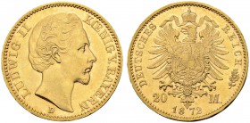 DEUTSCHLAND
Deutsches Kaiserreich. Bayern, Königreich. Ludwig II. 1864-1886. 20 Mark 1872 D, München. 7.97 g. J. 194. Fr. 3762. Vorzüglich-FDC / Extr...
