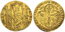 FRANKREICH
Königreich und Republik. Charles IV, 1322-1328. Royal d'or o. J. (16.2.1326). 4.19 g. Duplessy 240. Fr. 261. Leicht gewellt / Slightly wav...