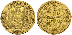 FRANKREICH
Königreich und Republik. Philipp VI. de Valois, 1328-1350. Ecu d'or à la chaise o. J. (1. Emission, 1.1.1337). 4.50 g. Duplessy 249. Fr. 2...