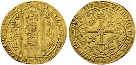 FRANKREICH
Königreich und Republik. Charles V. 1364-1380. Franc à pied o. J. (20.4.1365). 3.79 g. Duplessy 360 A. Fr. 284. Überdurchschnittliche Erha...
