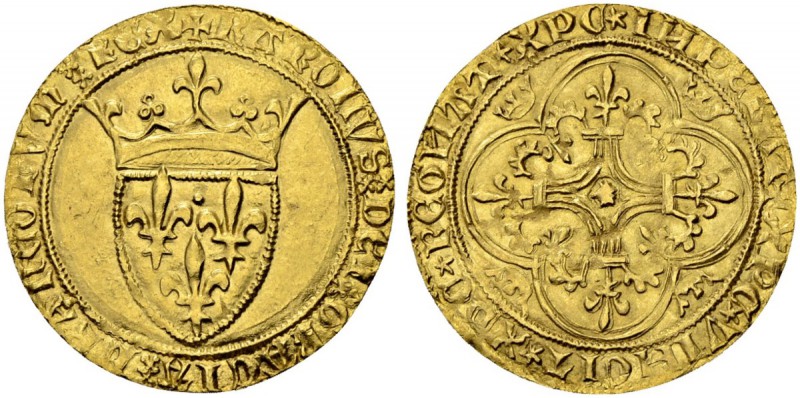 FRANKREICH
Königreich und Republik. Charles VI. 1380-1422. Ecu d'or à la couron...