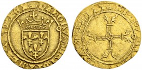 FRANKREICH
Königreich und Republik. Charles VII. 1422-1461. 1/2 Ecu d'or à la couronne o. J. (2. Emission, 12.8.1445), Toulouse. 1.73 g. Duplessy 513...