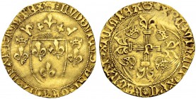 FRANKREICH
Königreich und Republik. Louis XI. 1461-1483. Ecu d'or à la couronne o. J. (31.12.1461), Perpignan. Mit vierblättrigen Rosetten am Anfang ...