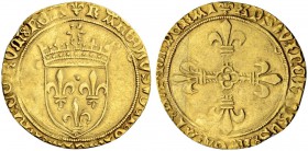 FRANKREICH
Königreich und Republik. Charles VIII. 1483-1498. Ecu d'or au soleil o. J. (2. Emission, 8.7.1494), Toulouse. 3.19 g. Duplessy 575 A. Fr. ...