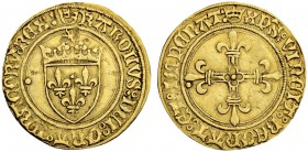 FRANKREICH
Königreich und Republik. Louis XII. 1498-1514. 1/2 Ecu d'or au soleil o. J. (25.4.1498), Paris. 1.71 g. Duplessy 654. Fr. 330. Selten / Ra...