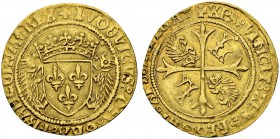 FRANKREICH
Königreich und Republik. Louis XII. 1498-1514. Ecu d'or au porc-épic o. J. (19.11.1507), Montpellier. 3.40 g. Duplessy 655. Fr. 325. Klein...