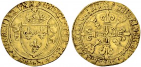 FRANKREICH
Königreich und Republik. François I. 1515-1547. Ecu d'or au soleil de Bretagne o. J. (1. Typ), Rennes. 3.41 g. Duplessy 789. Fr. 363. Sehr...
