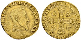 FRANKREICH
Königreich und Republik. Henri II. 1547-1559. 1/2 Henri d'or 1559, Rouen. 1.79 g. Duplessy 773. Fr. 369. Selten / Rare. Sehr schön / Very ...