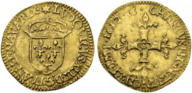 FRANKREICH
Königreich und Republik. Louis XIII. 1610-1643. Ecu d'or 1632 C, Saint-Lô. 3.38 g. Gadoury 55. Fr. 398. Sehr selten / Very rare. Sehr schö...