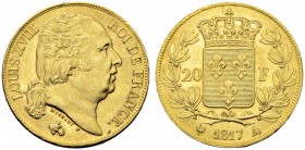 FRANKREICH
Königreich und Republik. Louis XVIII. 1814-1824. 20 Francs 1817 A, Paris. 6.45 g. Gadoury 1028. Schl. 136. Fr. 538. Vorzüglich-FDC / Extre...