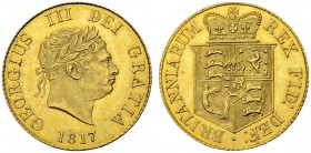GROSSBRITANNIEN
Königreich. George III. 1760-1820. 1/2 Sovereign 1817, London. 3.99 g. S. 3786. Schl. 112. Fr. 372. Sehr selten in dieser Erhaltung /...