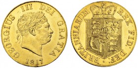 GROSSBRITANNIEN
Königreich. George III. 1760-1820. 1/2 Sovereign 1817, London. 3.96 g. S. 3786. Schl. 112. Fr. 372. Gereinigt / Cleaned. Sehr schön /...