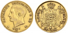 ITALIEN
Königreich. Napoleone I. 1805-1814. 20 Lire 1811 M, Mailand. 6.41 g. Pagani 21. Schl. 18. Fr. 7. Sehr schön / Very fine. (~€ 240/~US$ 295)...