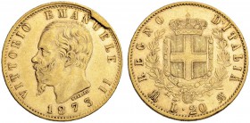 ITALIEN
Königreich. Vittorio Emanuele II. 1859-1878. 20 Lire 1873 M, Mailand. Fehlprägung. 6.46 g. Pagani 468. Schl. 35. Fr. 13. Selten / Rare. Sehr ...