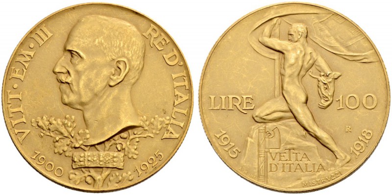 ITALIEN
Königreich. Vittorio Emanuele III. 1900-1946. 100 Lire 1925 R, Rom. Auf...