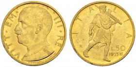 ITALIEN
Königreich. Vittorio Emanuele III. 1900-1946. 50 Lire 1933 / XI R, Rom. 4.39 g. Pagani 660. Schl. 111. Fr. 34. Vorzüglich-FDC / Extremely fin...