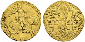 ITALIEN
Mailand. Filippo Maria Visconti, 1412-1447. Ducato o. J. 3.45 g. MIR 150/3. Fr. 681. Leichte Broschierspuren / Minimal traces of jewelry. Seh...