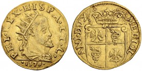 ITALIEN
Mailand. Filippo II. 1556-1598. Doppia 1578. 6.50 g. MIR 301/1. Fr. 716. Gutes sehr schön / Good very fine. (~€ 685/~US$ 840)