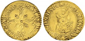 ITALIEN
Modena. Ercole II. d'Este, duca di Modena e Ferrara, 1534-1559. Scudo d'oro o. J. 3.15 g. MIR 643. Fr. 761. Kaum sichtbare Henkelspur / Tiny ...