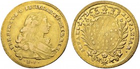 ITALIEN
Neapel / Sizilien. Ferdinando IV. (I.), 1759-1825. 6 Ducati 1772. 8.78 g. MIR 357/3. Fr. 849. Justiert / Adjustment marks. Sehr schön / Very ...