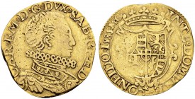ITALIEN
Savoyen / Sardinien. Carlo Emanuele I. 1580-1630. Doppia 1585, Chambéry. 6.56 g. MIR 579 g. Fr. 1049. Selten / Rare. Schrötlingsfehler am Ran...