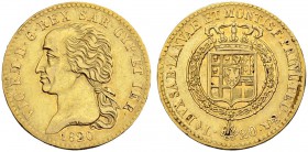 ITALIEN
Savoyen / Sardinien. Vittorio Emanuele I. 1802-1821. 20 Lire 1820, Turin. 6.41 g. Pagani 8. Schl. 131. Fr. 1129. Justierspuren am Rand / Adju...