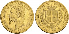 ITALIEN
Savoyen / Sardinien. Vittorio Emanuele II. 1849-1861. 20 Lire 1855, Genua. 6.44 g. Pagani 346. Schl. 297. Fr. 1147. Gutes sehr schön / Good v...