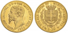 ITALIEN
Savoyen / Sardinien. Vittorio Emanuele II. 1849-1861. 20 Lire 1858, Genua. 6.44 g. Pagani 352. Schl. 300. Fr. 1147. Vorzüglich / Extremely fi...