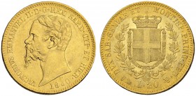 ITALIEN
Savoyen / Sardinien. Vittorio Emanuele II. 1849-1861. 20 Lire 1860, Genua. 6.43 g. Pagani 356. Schl. 302. Fr. 1147. Fast vorzüglich / About e...