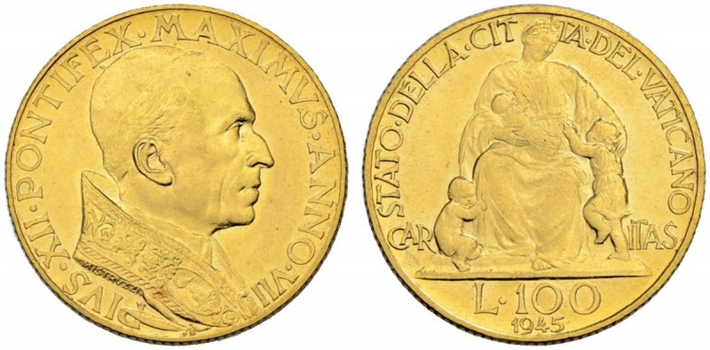 ITALIEN
Vatikan - Kirchenstaat. Pius XII. 1939-1958. 100 Lire 1945 / ANNO VII, ...