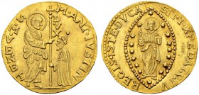 ITALIEN
Venedig. Marcantonio Giustinian, 1684-1688. Zecchino o. J. 3.47 g. Montenegro 2063. Fr. 1341. Etwas berieben, sonst aussergewöhnlich gut ausg...