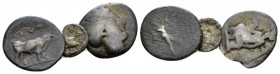 Lucania, Poseidonia, Terina and Zankle. Lot of 3 silver fractions. V-III cent., AR 12mm., 2.37g. Lot of three silver fractions: Poseidonia, Terina and...