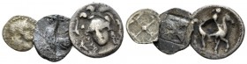 Sicily, Himera. Syracuse. Lot of 3 silver fractions circa V-IV cent., AR 14mm., 2.63g. Lot of 3 silver fractions: litra of Himera; Syracuse, Litra and...
