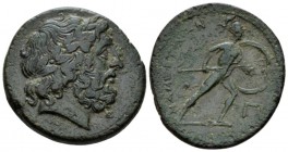 Sicily, Messana. The Mamertini. Pentonkion after 210, Æ 29mm., 10.76g. Laureate head of Zeus r. Rev. Mars advancing r.; holding spear and shield. Calc...