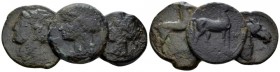 The Carthaginians in Sicily and North Africa, Lot of 3 Bronzes III cent., Æ 22mm., 16.99g. The Carthaginians in Sicily, Sardinia and North Africa. Lar...