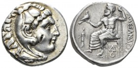 Kingdom of Macedon, Alexander III, 336 – 323 Lampsacus Tetradrachm circa 328-323, AR 26mm., 16.92g. Head of Heracles r., wearing lion's skin headdress...