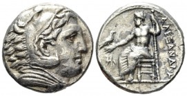 Kingdom of Macedon, Alexander III, 336 – 323 Amphipolis Tetradrachm circa 325-323, AR 25mm., 16.81g. Head of Herakles r., wearing lion skin. Rev. Zeus...