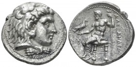 Kingdom of Macedon, Alexander III, 336 – 323 Berythus Tetradrachm circa 323-320, AR 27mm., 16.52g. Head of Heracles r., wearing lion's skin headdress....