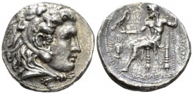 Kingdom of Macedon, Alexander III, 336 – 323 Babylon Tetradrachm circa 323-317, AR 28mm., 16.34g. Head of Heracles r., wearing lion's skin headdress. ...