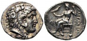 Kingdom of Macedon, Alexander III, 336 – 323 uncertain mint Tetradrachm circa 323-300, AR 26mm., 16.85g. Head of Heracles r., wearing lion's skin head...