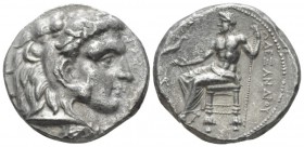 Kingdom of Macedon, Alexander III, 336 – 323 Arados Tetradrachm circa 320, AR 25mm., 16.76g. Head of Heracles r., wearing lion's skin headdress. Rev. ...