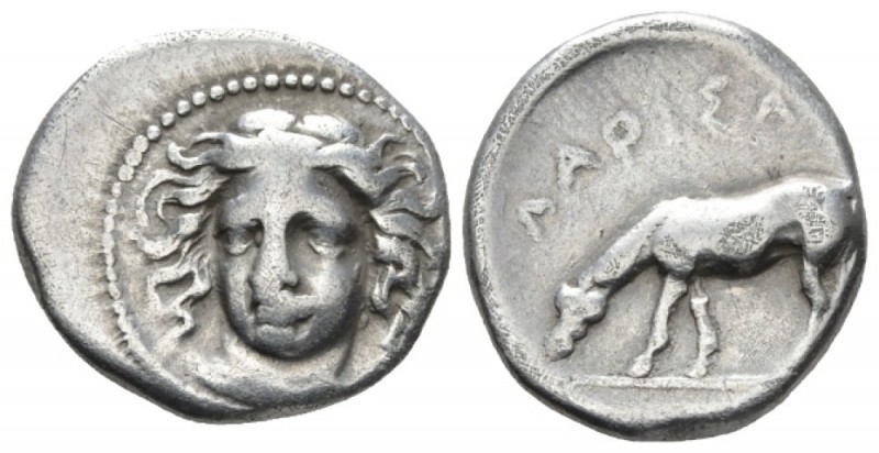 Thessaly, Larissa Drachm early to mid IV century, AR 18mm., 5.94g. Facing head o...