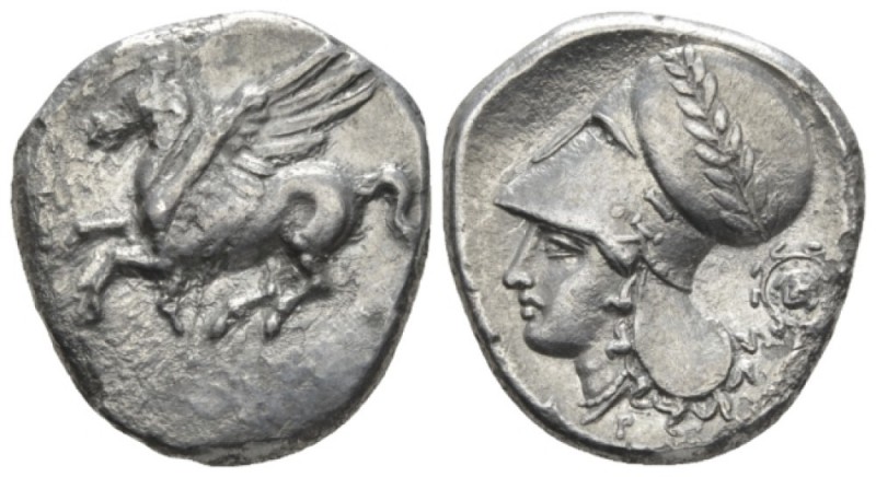 Corinthia, Corinth Stater circa 345-307, AR 20mm., 8.01g. Pegasus flying l. Rev....
