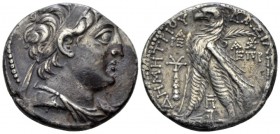 The Seleucid Kings, Demetrius II Nicator second reign, 129-125 BC Tyre Tetradrachm circa 127-126, AR 27mm., 14.14g. Diademed and draped bus r. Rev. Ea...