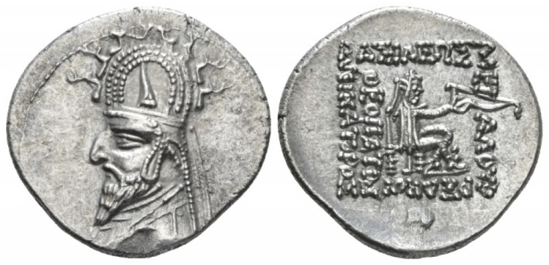 Parthia, Sinatrukes, 93-69. Drachm circa 93-69, AR 20mm., 4.17g. Bust l. wearing...