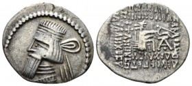 Parthia, Artabanos II, 10-38 Drachm circa 10-38., AR 20mm., 3.27g. Diademed bust l. Rev. Archer seated r. on throne. Shore 341. Sellwood 63.6.

Very...