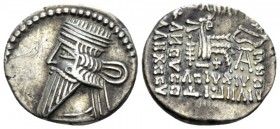 Parthia, Vologases III, 80-90 Drachm circa 80-90., AR 19mm., 3.46g. Diademed bust l. Rev. Archer seated r. on throne. Shore 415. Sellwood 78.5.

Ver...