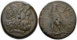 The Ptolemies, Ptolemy III, 246-221. Alexandria Tetrobolo circa 246-241., Æ 37mm., 46.19g. Laureate head of Zeus r. Rev. Eagle standing l. on thunderb...